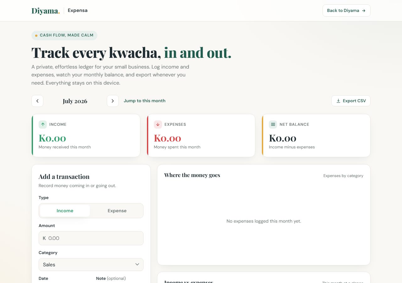 Diyama Expensa screenshot