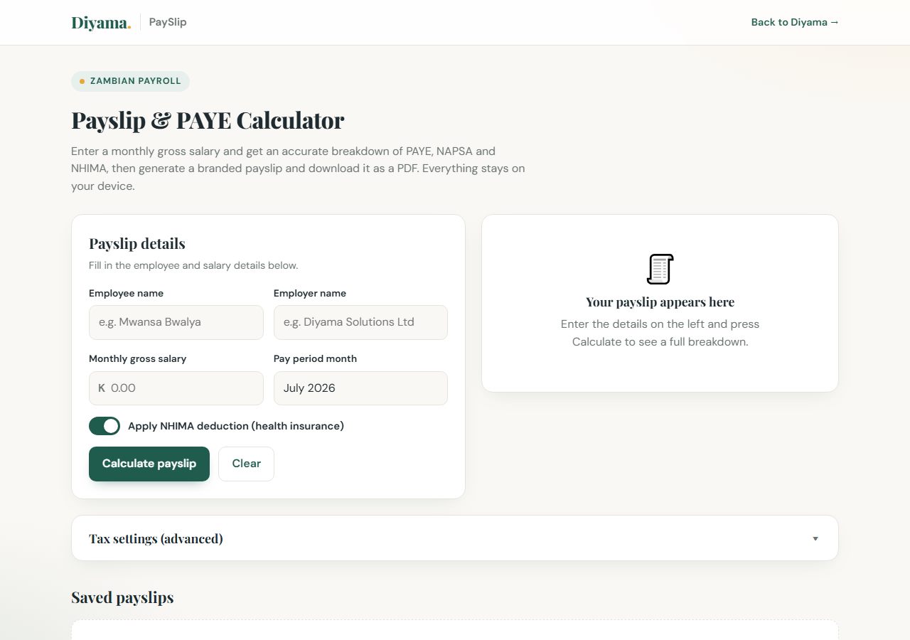 Diyama PaySlip screenshot